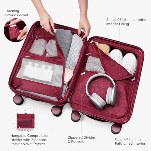 Traveler's Choice Edinburgh II Hardside Spinner Luggage, TSA Lock, Red, 21" Carry-on