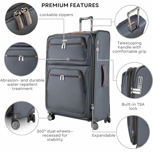 Ricardo Beverly Hills Montecito 3.0 Softside Luggage Collection Expandable Suitcases with Wheels and TSA Lock, 29" Large Check-In (Graphite, 29-inch Large Check-in)