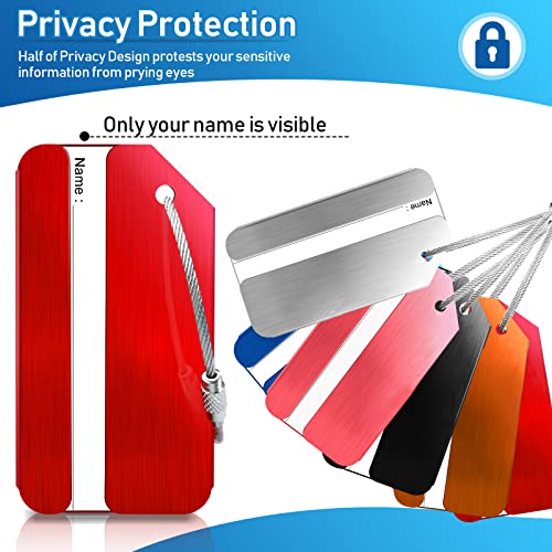 6 Pack Aluminum Luggage Tags for Suitcases with Name ID Card, Durable Luggage Name Tags Identifier, Travel Tags for Luggage Baggage