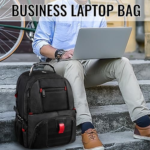 YOREPEK Large Backpack for Men, Extra Large Laptop Backpacks for Men Women, Water Resistant Travel Backpack Airline Approved Business Work Bag Fits 17 Inch Computer, Black