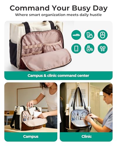 BAGSMART Tote Bag for Women, Work Bag fits 13.3"/15.6" Laptop, Puffy Travel Tote Handbag with 30oz/40oz Tumbler Holder