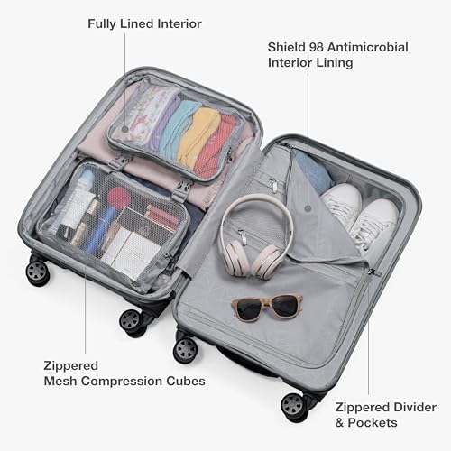 Traveler's Choice Pagosa Hardshell Expandable Luggage with Spinner Wheels, Gray, 22-Inch Carry-on