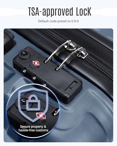 LIGHT FLIGHT Luggage Sets, 3 Piece Durable Suitcase Set with Spinner Wheels, 3 Pcs Hard Shell Lightweight Luggage with TSA Lock, Large Checked Travel Suitcases, 20/24/28 Inch, Royal Blue