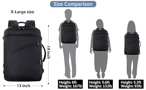 MATEIN Carry on Backpack, Extra Large Travel Backpack Expandable Airplane Approved Weekender Bag for Men and Women, Water Resistant Lightweight Daypack for Flight 40L, Black