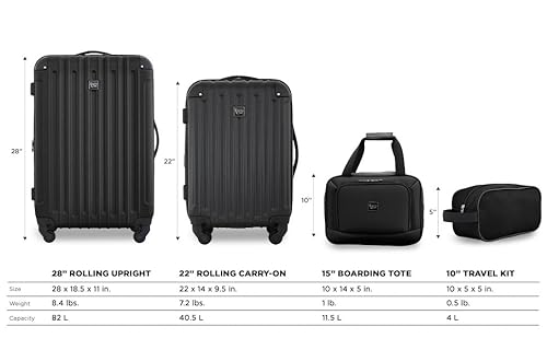 Travelers Club Midtown Hardside 4-Piece Luggage Travel Set, Black
