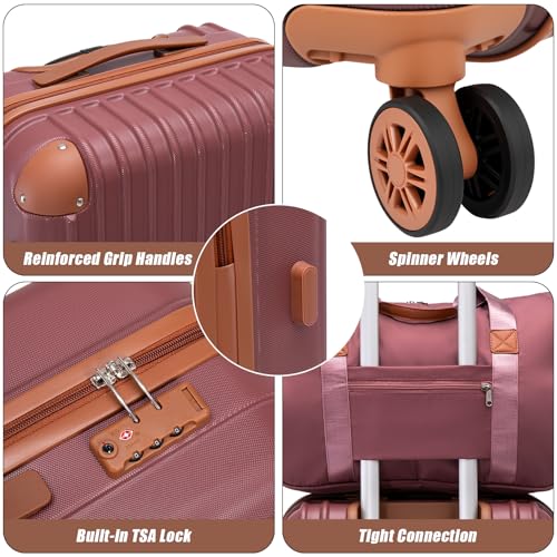 Cosbarn Luggage Sets 5 Piece Suitcases with Wheels, Suitcase Set ABS Hard Case Luggage with TSA Lock Spinner Wheels Durable Travel Luggage
