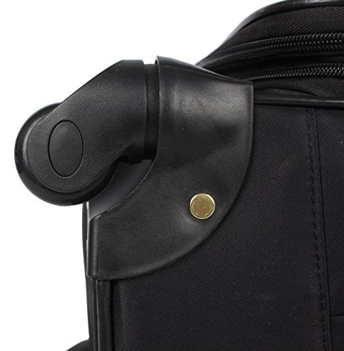 Steve Madden Designer-Gepckkollektion Leichter Softside-Koffer fr Damen und Herren strapazierfhige 50,8 cm groe Tragetasche mit 4 rollenden Spinner-Rdern, Rockstar Black, 20in, Carry on Bag With