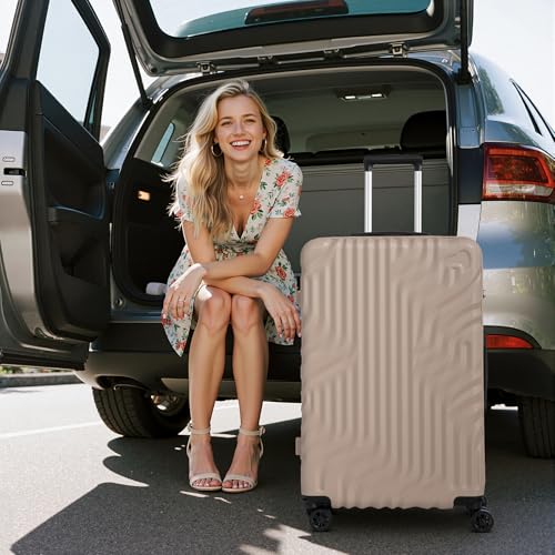Eeeza Luggage Sets 5 Piece Suitcase with ABS Hard Shell Lightweight Combination Lock and Double Rotatable Detachable Wheels(Gray,20"/24"/28"/DB/TB)