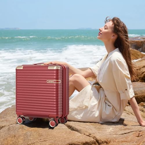 Joyway Carry on Luggage With Removable Spinner Wheels & Built-In TSA Lock, Carry on Suitcase Hard 18 Inch (Rose Red)