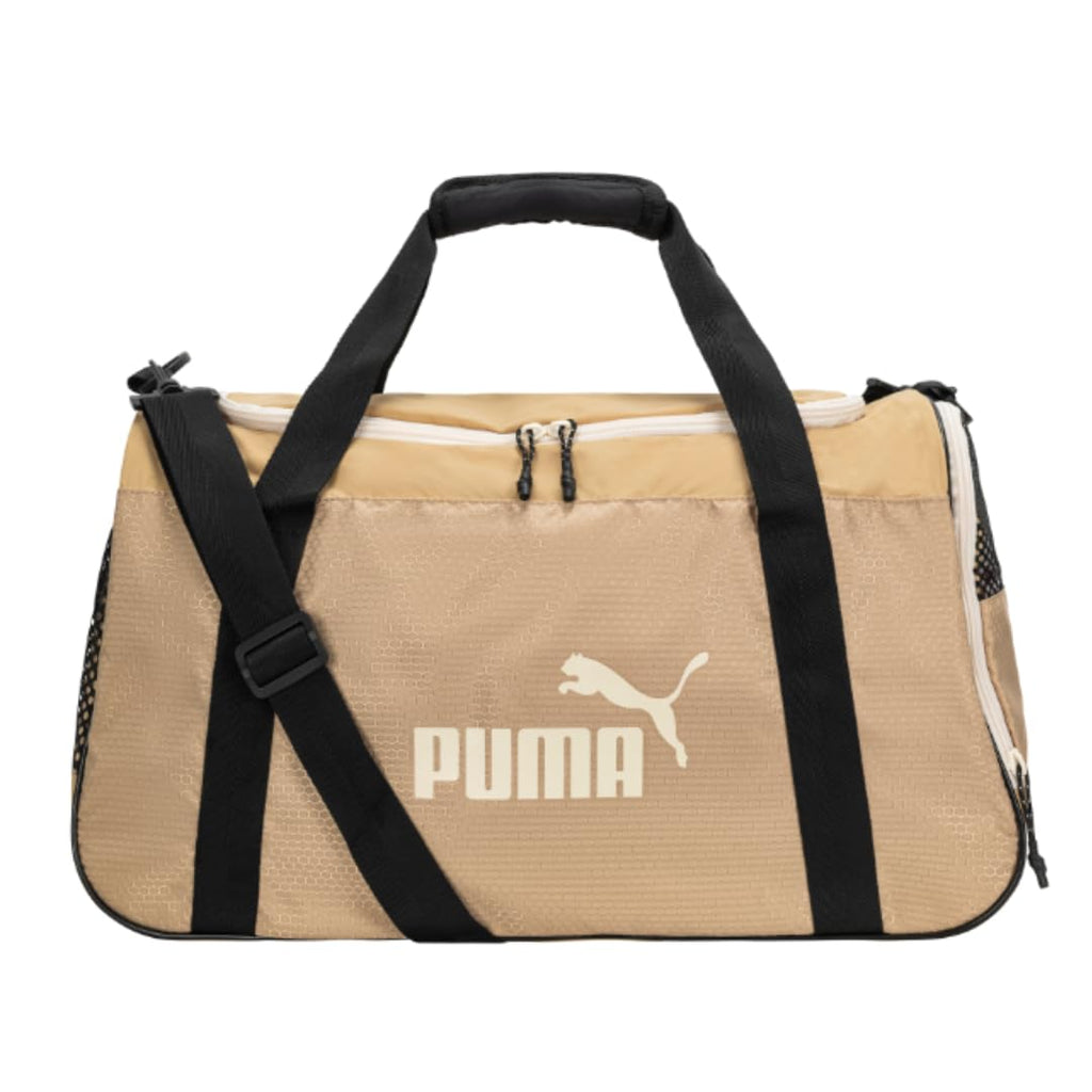 PUMA unisex adult Evercat Accelerator Duffel Bags, Tan/Gold, One-Size US