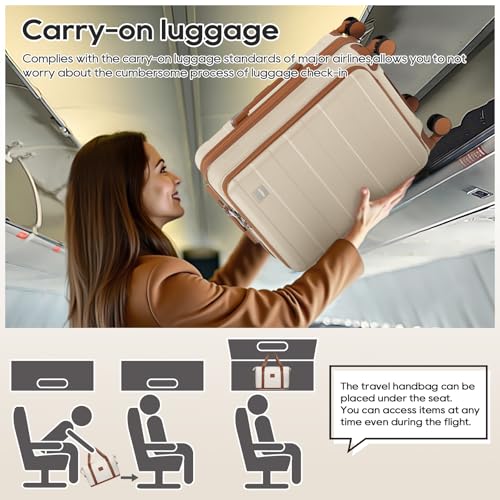 imiomo Carry on Luggage Airline Approved with Front Pocket and USB Port, Hard Shell 20 Inch Travel Carry-on Suitcase with Spinner Wheels and TSA Lock, White