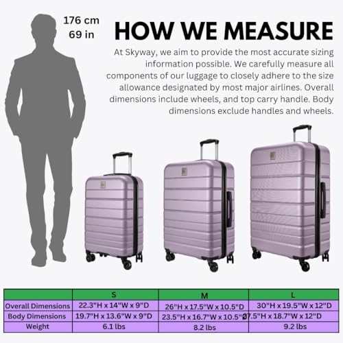 Skyway Epic 2.0 Hardside Lightweight and Durable ABS Shell Luggage, Spacious with Dual Spinning Wheels, Comfort Grip and Expandable, Men and Women