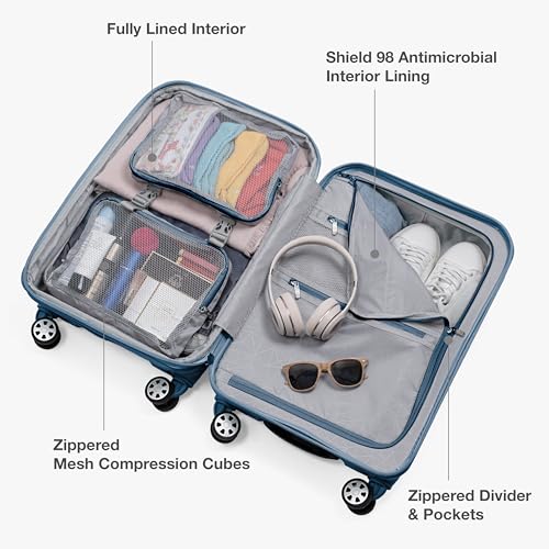 Traveler's Choice Pagosa Hardshell Expandable Luggage with Spinner Wheels, Slate Blue, 22-Inch Carry-on
