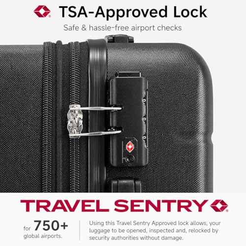 YOETEY Luggage Sets 3 Piece, Expandable Hardshell Suitcase with TSA Lock & Silent Spinner Wheels, Lightweight Hardside Travel Suitcase Set for International Trips (20/24/28 in, Black)