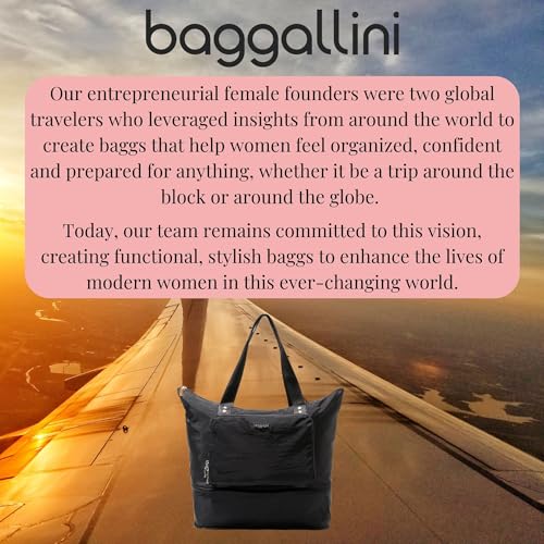 Baggallini Women's Carryall Expandable Packable Tote, Black