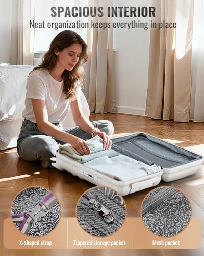 Joyway Luggage Sets 3 Piece with Spinner Wheels, Hardside Suitcase Set with TSA Lock and YKK Zipper for Travel, 20" Expandable Carry On, 24" and 28" Suitcases, White