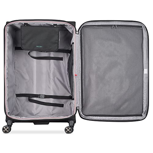 DELSEY PARIS Helium DLX Softside Expandable Luggage with Spinner Wheels, Black, Checked-Large 29 Inch