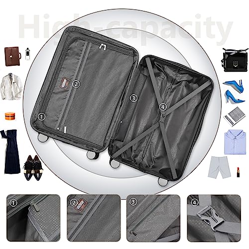 LARVENDER Luggage Sets for Women 5 Piece Hardside Expandable Suitcases with Wheels TSA Lock, Lightweight Travel Carry On Suitcase Set with Cosmetic Case, Cream White