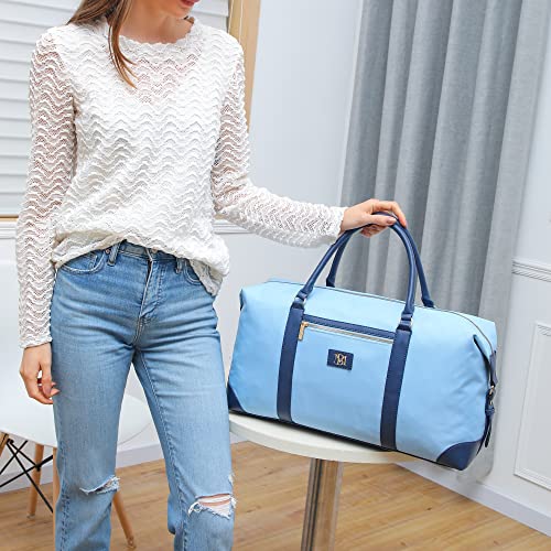 BADGLEY MISCHKA Barbara XL Canvas Weekender Duffel Bag (Light Blue)