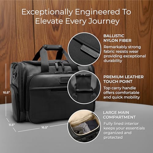 Briggs & Riley Underseat Duffle Bag - Personal Item Travel Bag for Women & Men, Carry On, Fits Under Airplane Seat, Weekender & Overnight Luggage, Lightweight - Baseline Collection, Black