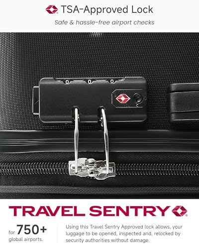 Luggage Sets 5 Piece, H1F Hardside Suitcase With Wheels - Spinner Wheels, TSA Lock, Includes Tote Bag（FX-Lite,Black,5 Piece Sets）