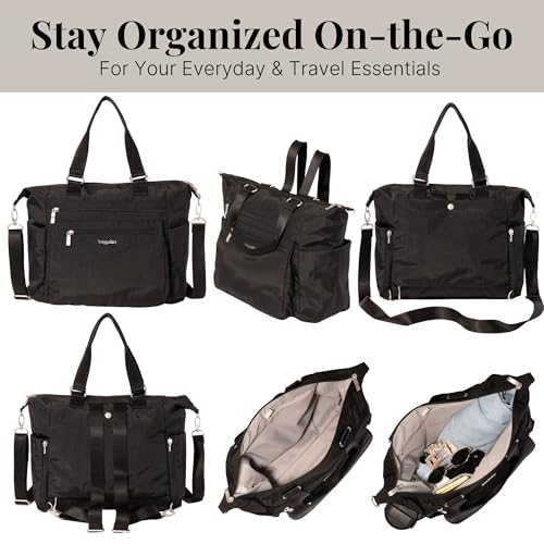Baggallini Trifecta Convertible Backpack Crossbody Tote Bag - 11x12 Lightweight Travel Bag w/RFID Phone Wristlet