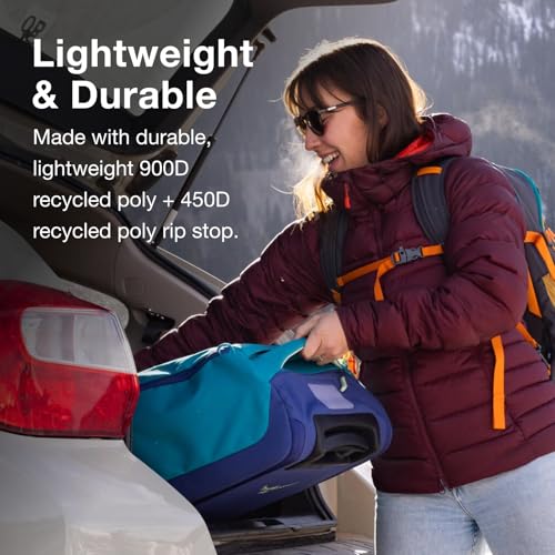 Osprey Daylite 40L Wheeled Carry On Collapsible Travel Duffel Bag, Lightweight Rolling Suitcase, Blue Spikemoss/Alkaline