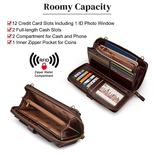 S-ZONE Vegan Leather Crossbody Bags for Women Small Cell Phone Purse RFID Blocking Clutch Purses with 2 Straps