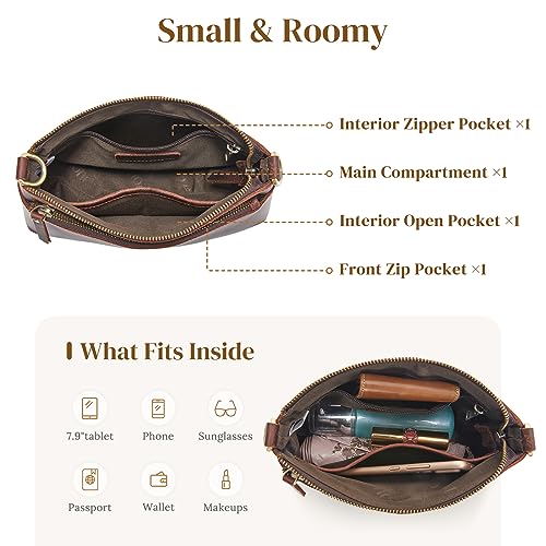 S-ZONE Small Genuine Leather Crossbody Bags for Women Purse and Handbag Wristlet