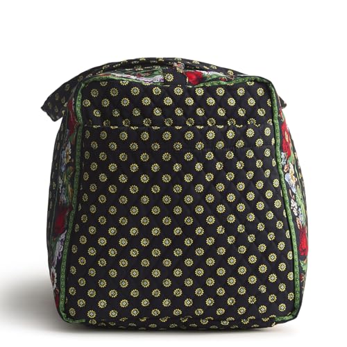 Vera Bradley Women's Premium Cotton Large Original Duffel Bag – Carry On Weekender Travel & Gym Bag – Vibrant Black, 58L