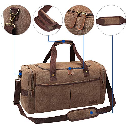 S-ZONE Canvas Duffel Bag for Travel 65L Weekender Overnight Travel Bags with Shoes Compartment for Men