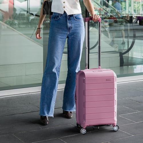 Traveler's Choice Pagosa Hardshell Expandable Luggage with Spinner Wheels, Mauve, 3-Piece Set (22/27/30)