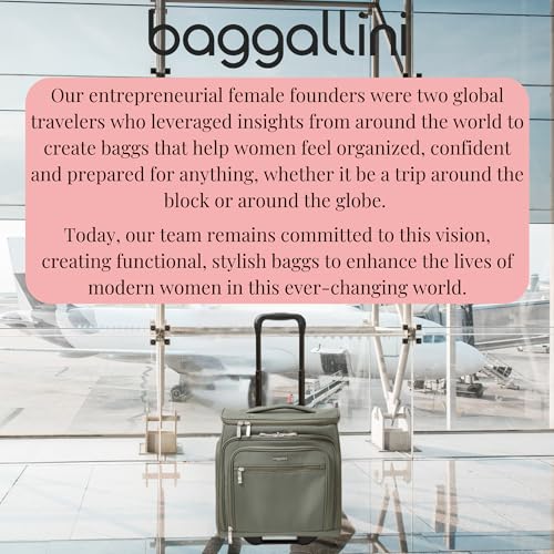 Baggallini Expandable Underseat Carry-On - Lightweight Travel Luggage Carry On Weekender with Wheels