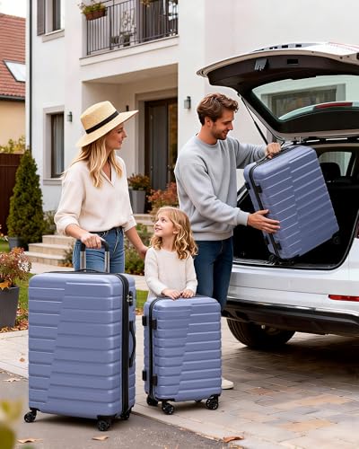 Coolife Luggage Sets, 3 Piece Hard Shell Suitcase Set with Spinner Wheels, Expandable Large Checked Luggage, Lightweight Rolling Carry On with TSA Lock Blue