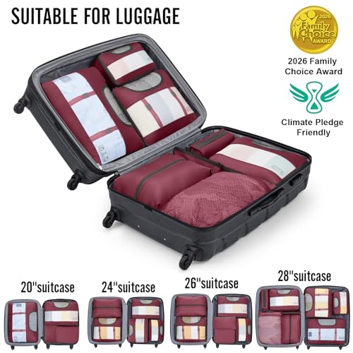 Veken 10 Set Packing Cubes for Travel Essentials, Suitcase Organizer Bags in 4 Sizes, Carry-On Luggage Accessories with Laundry Bag, Airplane Must Have, Gifts for Women Men