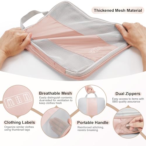 10 Set Compression Packing Cubes for Travel Gifts Mom Women,OlarHike Luggage Clothes Garment Bags for Travelers,Airplane/Cruise/Car Travel Essentials,Compressible Expandable Saver Space Bags(Beige)