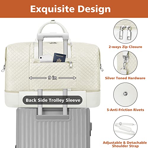 Travel Weekender Bag for Women, Overnight Bag with Shoe Compartment Oversized Travel Duffel Bag Carry On Tote 21"