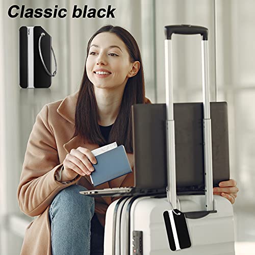 12 Pieces Luggage Tags Business Card Holder Aluminum Metal Travel ID Bag Tag for Suitcases Travel Luggage Baggage Identifier(Black)