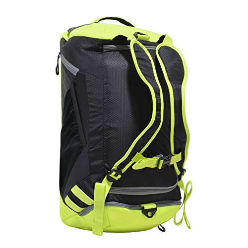 Olympia U.S.A. Blitz 22" Convertible Gym Duffel W/Backpack Straps Duffel Bag, BLACK+LIME