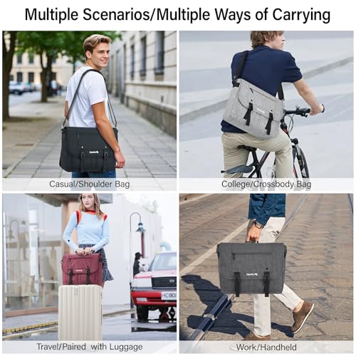 Hanke Durable Messenger Bag for Men with 15.6 Laptop Case, Business Cross Body Bag Briefcase for Women,School or Work Tote Bag Large Messanger Bag.（Dark Grey）