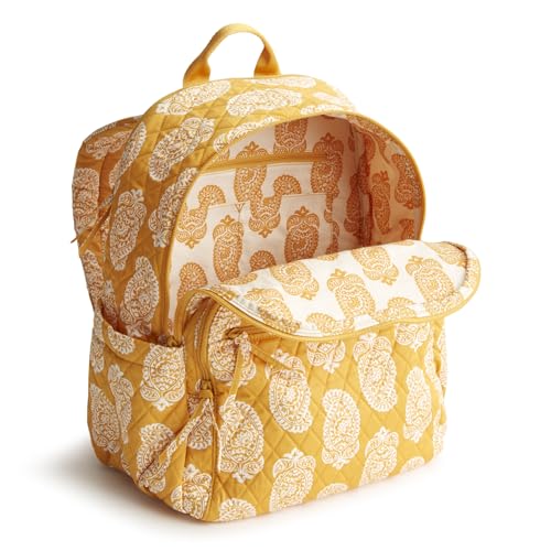 Vera Bradley Women's Bancroft Backpack - Premium Cotton, Iconic Paisley Sunflower, One Size