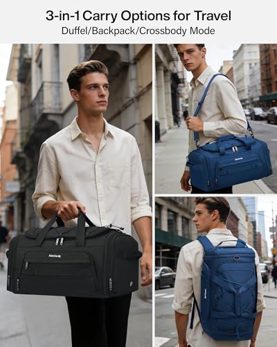 Hanke Gym Bag for Men Women, Expandable 45L-55L Large Capacity Travel Duffle Bag, 3-in-1 Weekender Backpack with Shoe Compartment & Wet Pocket, Durable Water-Resistant, Grey