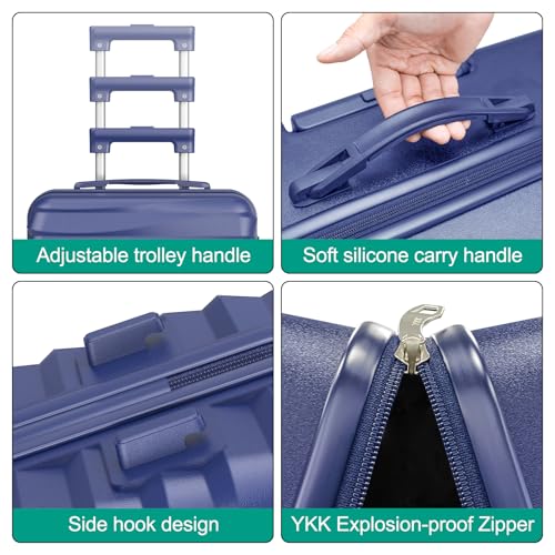 Joyway Luggage Sets 6 Piece with Detachable Spinner Wheels, Lightweight Hard Shell Travel Suitcse Set with TSA Lock (Blue, 6 Piece Set)