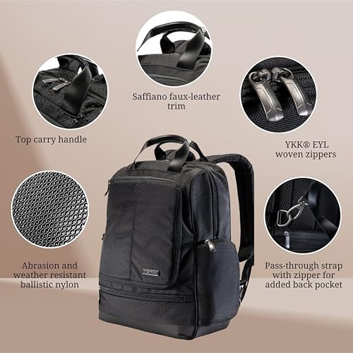 Ricardo Beverly Hills Flight Essentials Deluxe Travel Laptop Backpack, Abrasion and Weather Resistant Durable Ballistic Nylon, Men and Women, 16.5-Inches