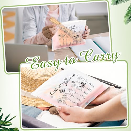 Reginary 50 Pcs Inspirational Gifts Bulk for Women Cosmetic Bag EVA Makeup Bag with Zipper for Birthday Employee Coworker Colleague Staff Encouragement Motivational Presents(God Says)