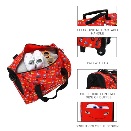 Bioworld Cars Lightning McQueen Kids' 4-Piece Travel Set With Suitcase, Duffle Bag, Toiletries Case, and Luggage Tag
