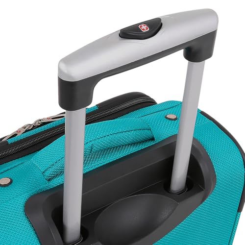 SWISSGEAR Sion Softside Expandable Spinner Luggage Durable Lightweight Travel Suitcase, Teal, Checked-Large