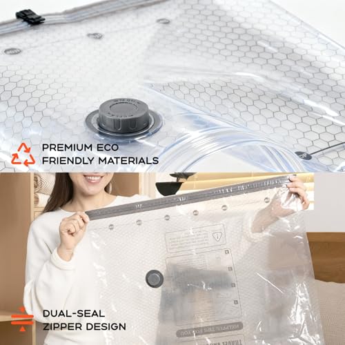 VOLLYC Vacuum Bags for Clothing Travel with Rechargeable Air Pump