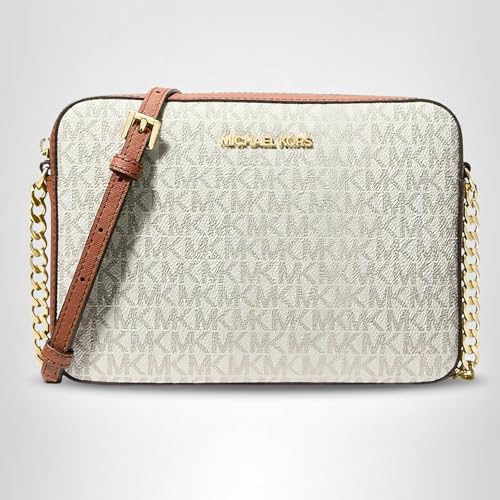 Michael Kors Jet Set Large Crossbody, Gold-Tone Hardware/Vanilla, One Size