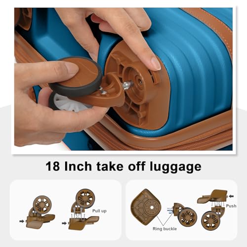 Joyway Luggage Set 7 Piece Suitcase Sets with Spinner Wheel,Hardside Expandable Travel Laggage with TSA Lock(18/20/24/28 Blue)